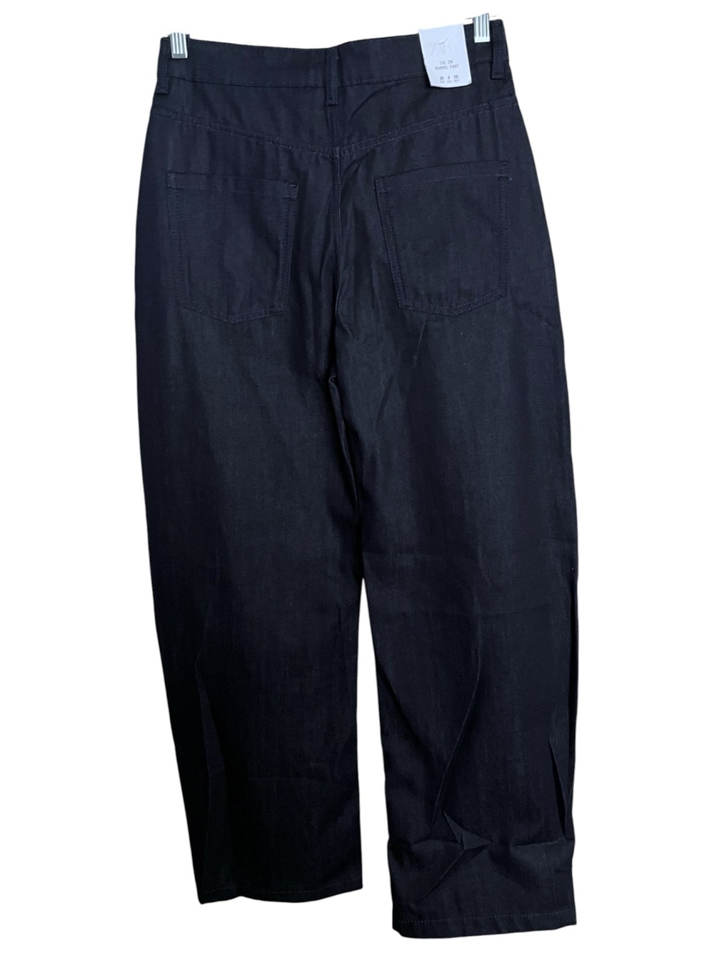 NWT Zara ZW Collection Barrel Leg High Rise Trouser Ankle Jeans Dark Wash size 4 - Picture 7 of 13